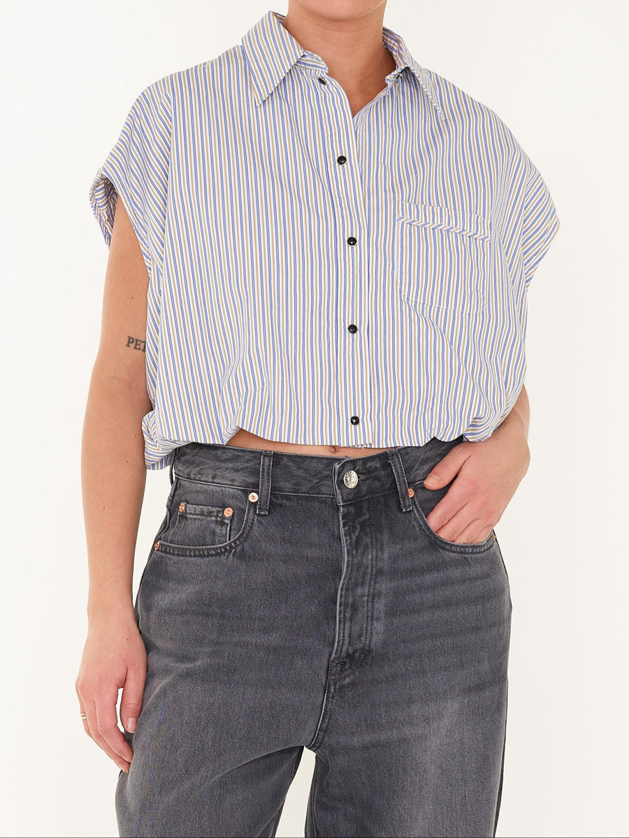 BELLEROSE GREG SLEEVELESS SHIRT IN STRIPE