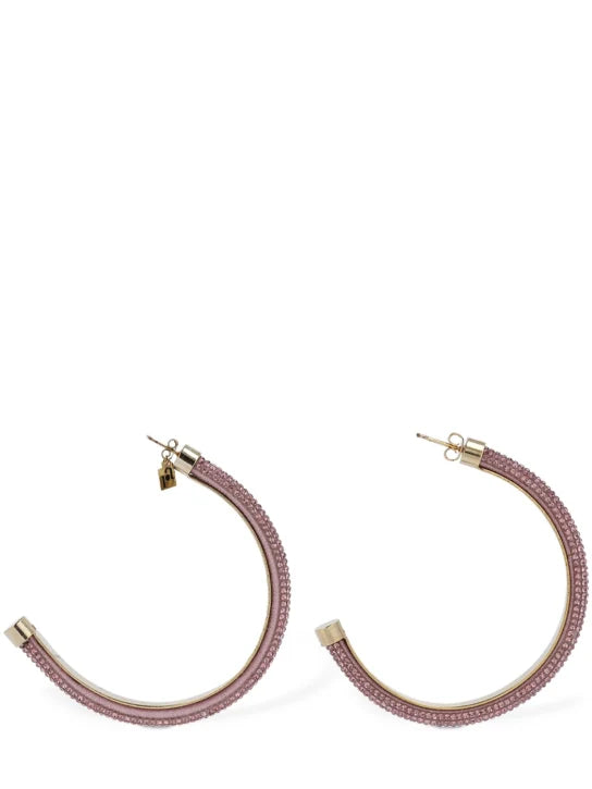 Rosantica Crystal Large Pink Crystal Hoop Earrings