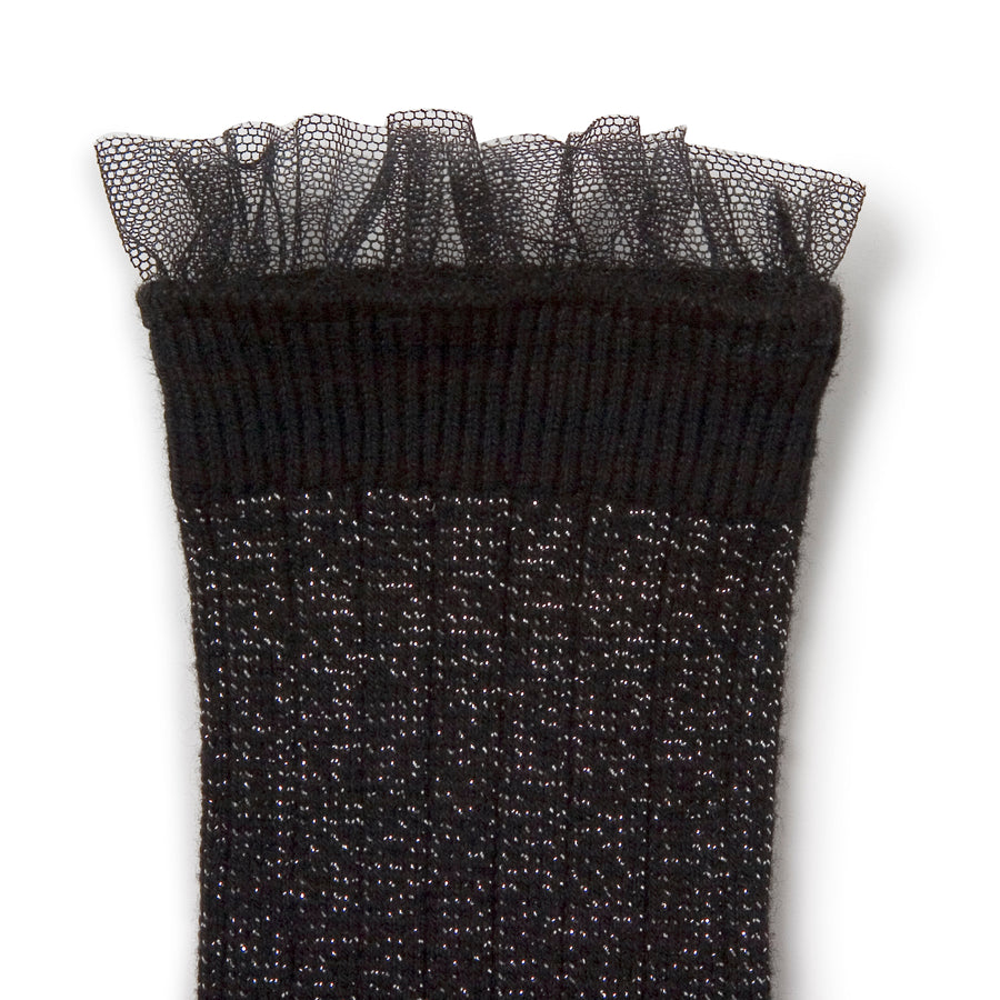 COLLEGIEN ALIZEE SOCKS IN NOIR DE CHARBON (BLACK GLITTER)