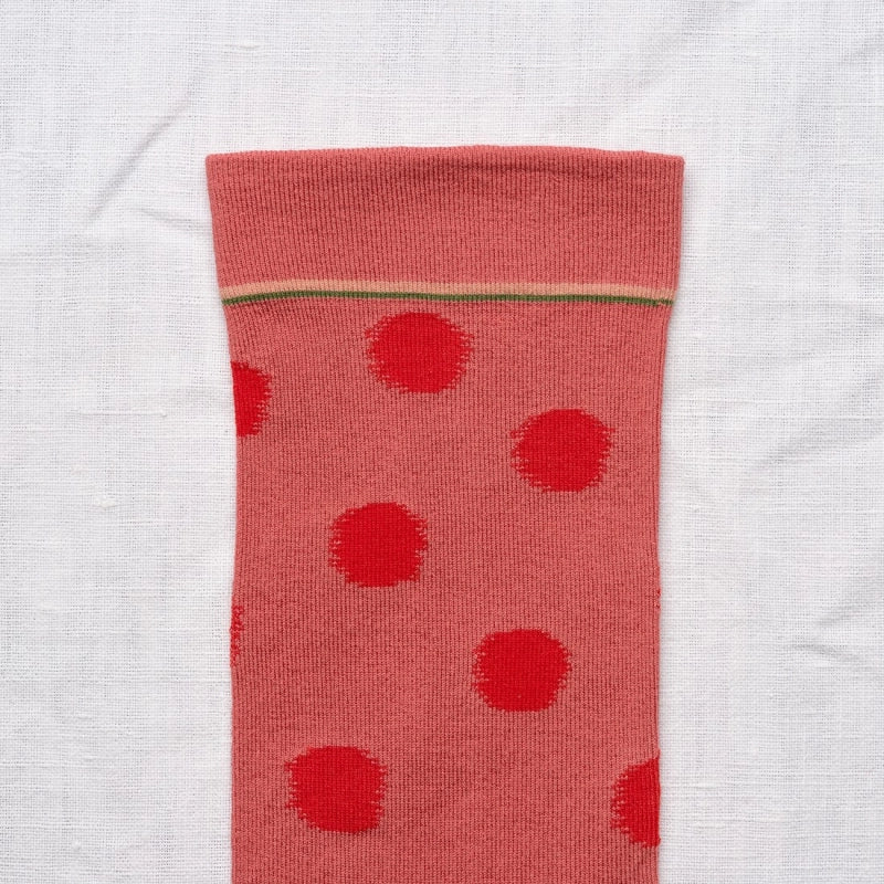 BONNE MAISON FADED RED POLKA DOT SOCKS