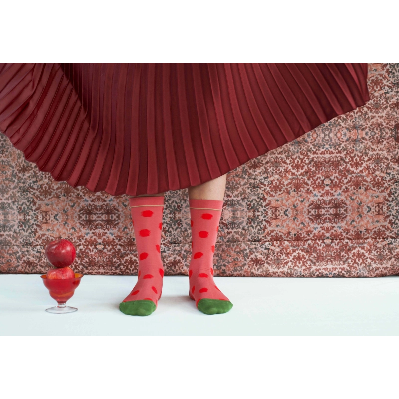 BONNE MAISON FADED RED POLKA DOT SOCKS