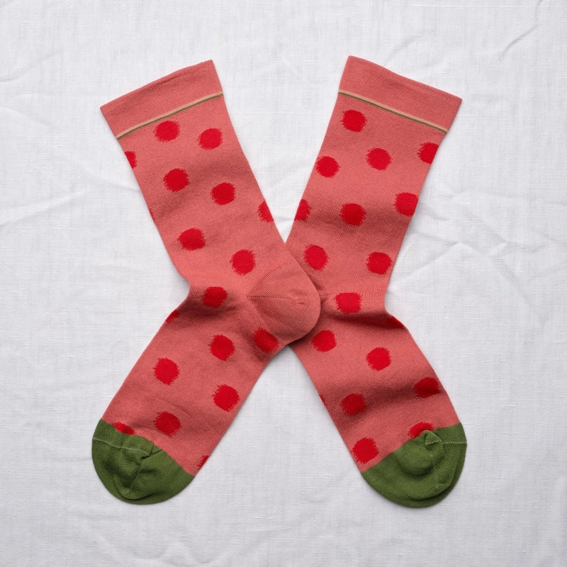 BONNE MAISON FADED RED POLKA DOT SOCKS