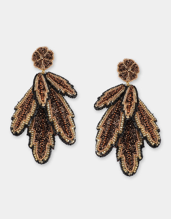 OLIVIA DAR FEATHER EARRINGS IN BRONZE