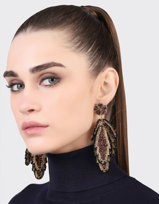 OLIVIA DAR FEATHER EARRINGS IN BRONZE