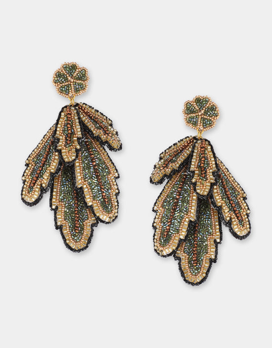 OLIVIA DAR FEATHER EARRINGS IN SAGE