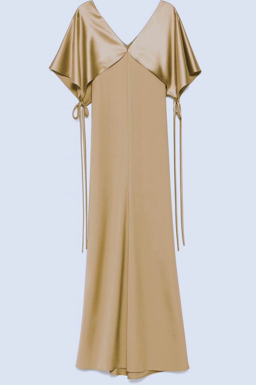 AMSALE CAPE FLUID GOWN IN GOLD