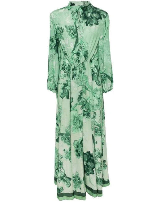 FOR RESTLESS SLEEPERS ELONE DRESS IN FLOWERS GREEN