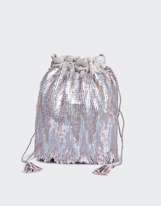 OLIVIA DAR IKAT BAG IN LIGHT PINK/SILVER