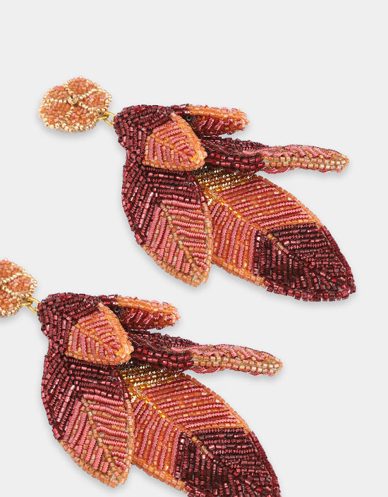 OLIVIA DAR MULTI MAROON LEAF EARRINGS