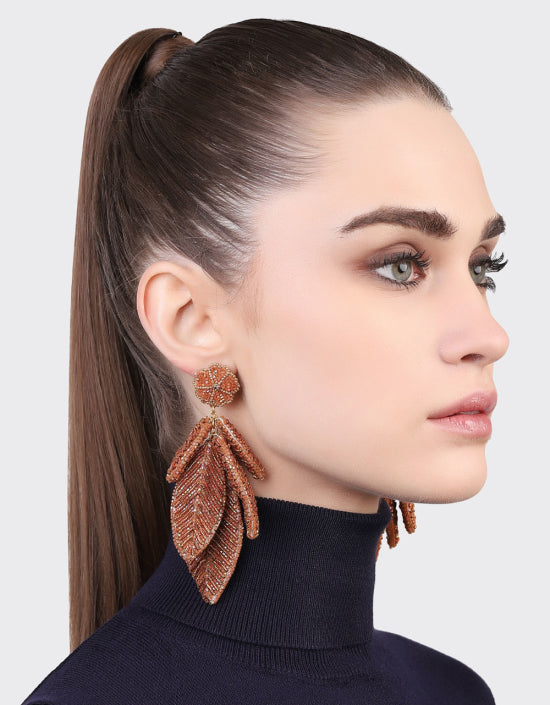 OLIVIA DAR RUST LEAF EARRINGS