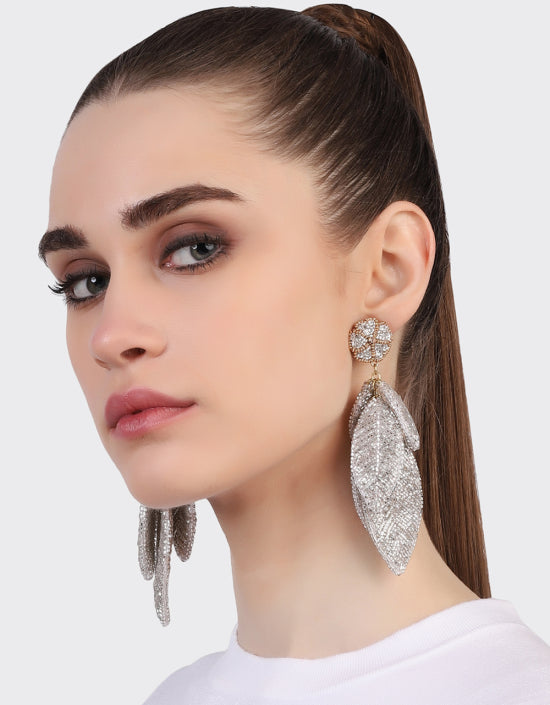 OLIVIA DAR FEATHER EARRINGS IN SILVER