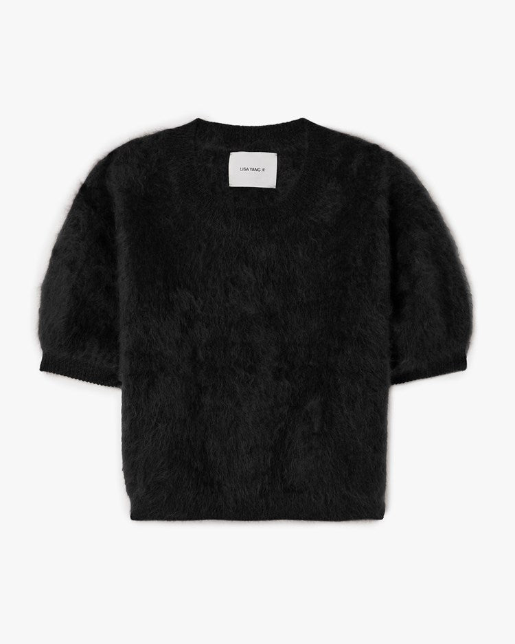 LISA YANG JUNIPER SWEATER IN BLACK BRUSHED