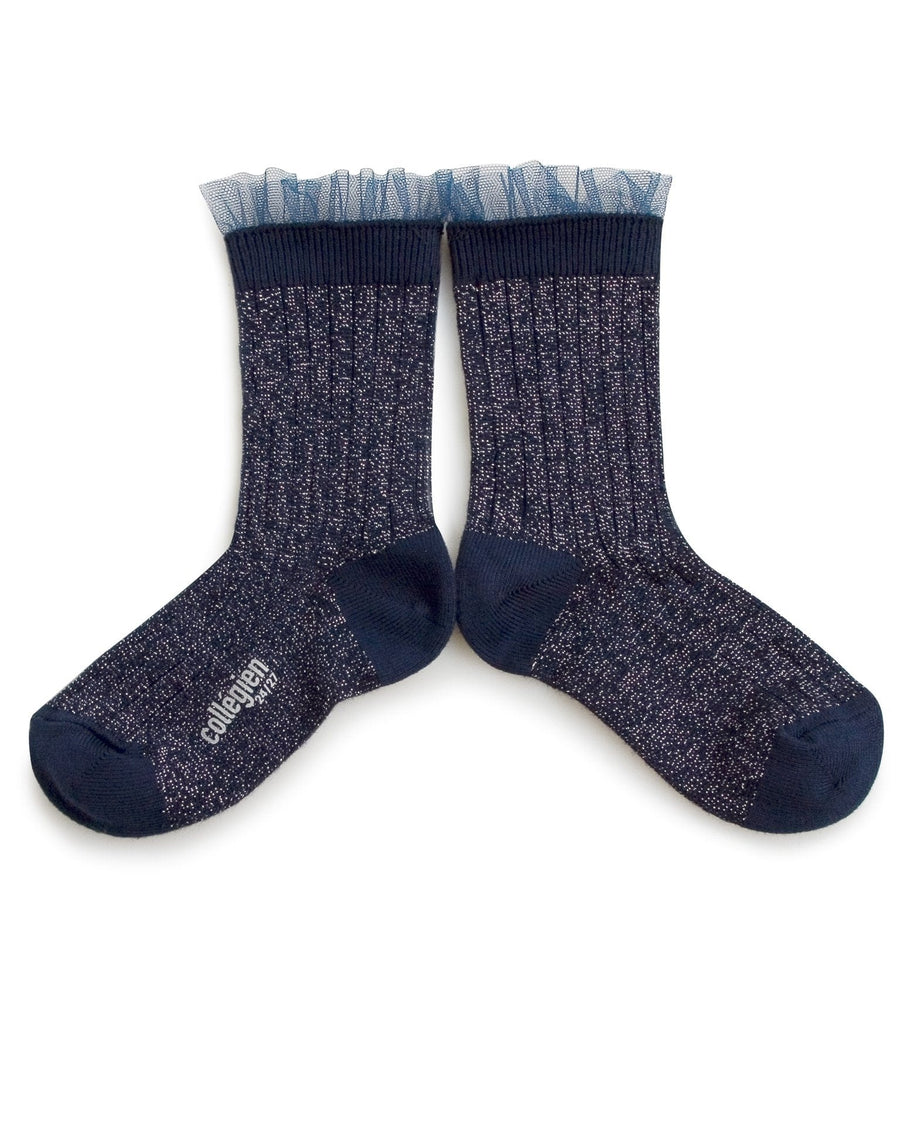 COLLEGIEN ALIZEE SOCKS IN NUIT ETOILEE  (NAVY GLITTER)