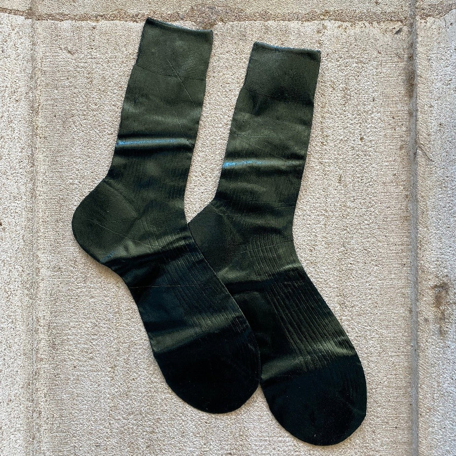 MARIA LA ROSA ONE RIBBED LAMINATED SOCKS - DARK GREEN