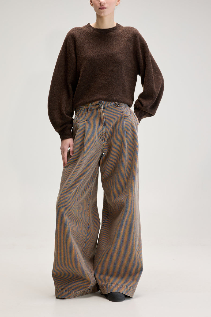 BELLEROSE POPS52 / DENIM N.74 SUPER WIDE JEANS IN STRIPE