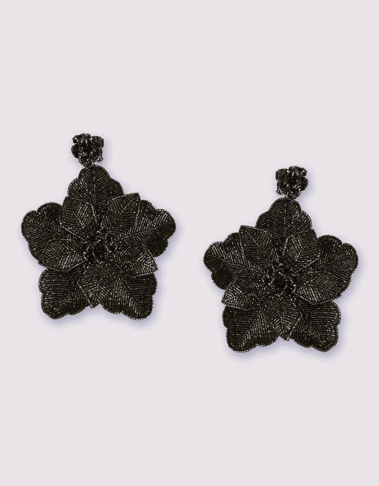 OLIVIA DAR BLACK PRIMROSE EARRINGS IN MEDIUM