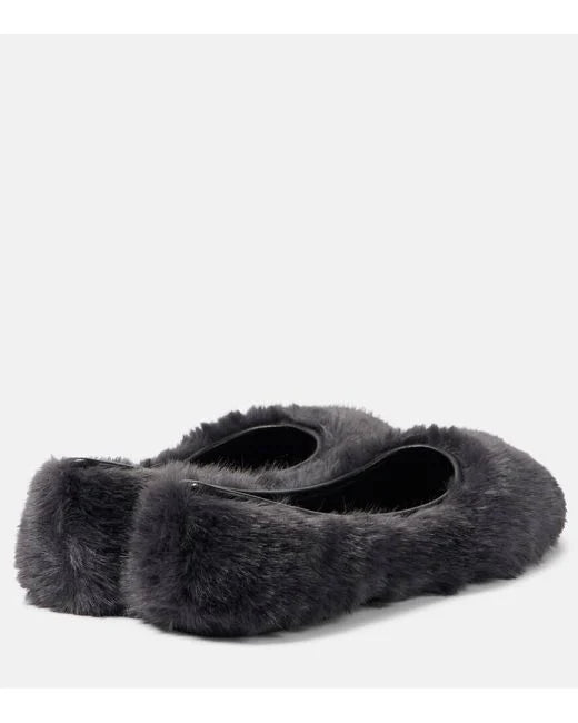 CLERGERIE MASHA FAUX FUR BALLET FLATS