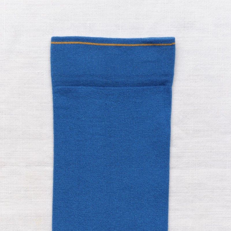 BONNE MAISON BRIGHT BLUE WITH CONTRASTING TOE MID-CALF SOCKS