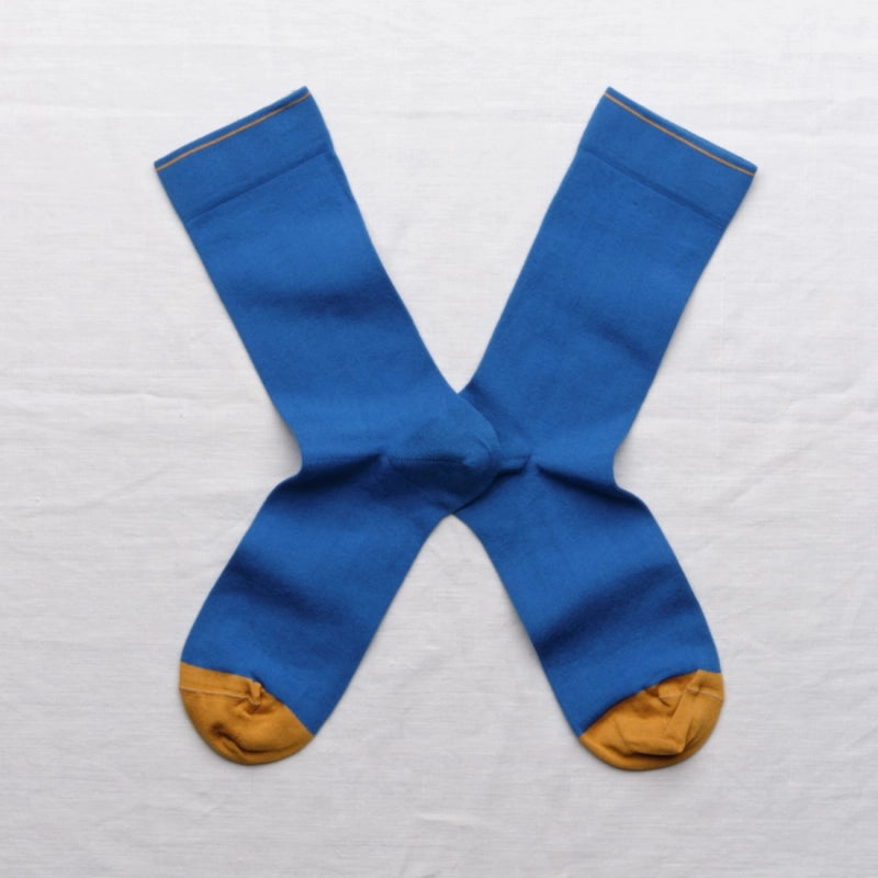 BONNE MAISON BRIGHT BLUE WITH CONTRASTING TOE MID-CALF SOCKS