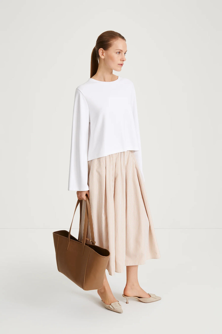STYLEIN JORINA SKIRT IN GOLD/WHITE STRIPE