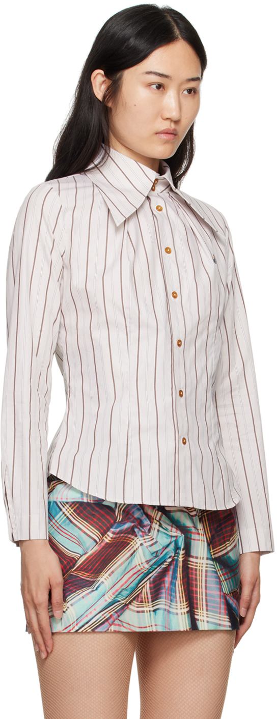 VIVIENNE WESTWOOD VIOLIN SHIRT IN BEIGE STRIPE