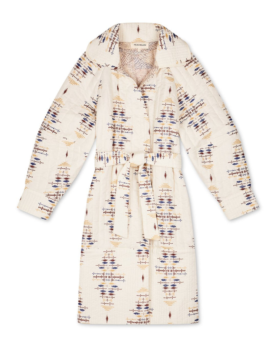 MOON + MELLOW QUILTED HOUSE COAT IN CREAM
