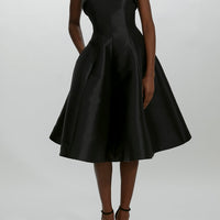 AMSALE FOLD OVER STRAPLESS DRESS IN BLACK