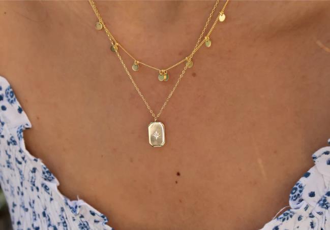 MARY K GOLD TAG NECKLACE + ZIRCON
