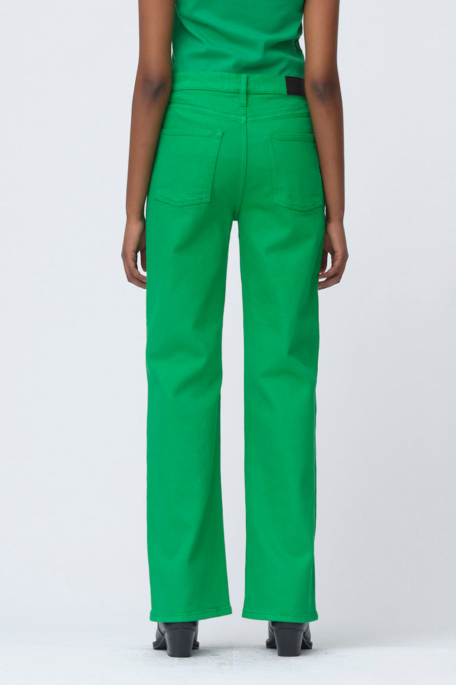 TOMORROW DENIM BROWN STRAIGHT JEANS IN EARTH GREEN