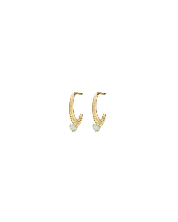 MARY K GOLD MINI HOOPS WITH OPAL