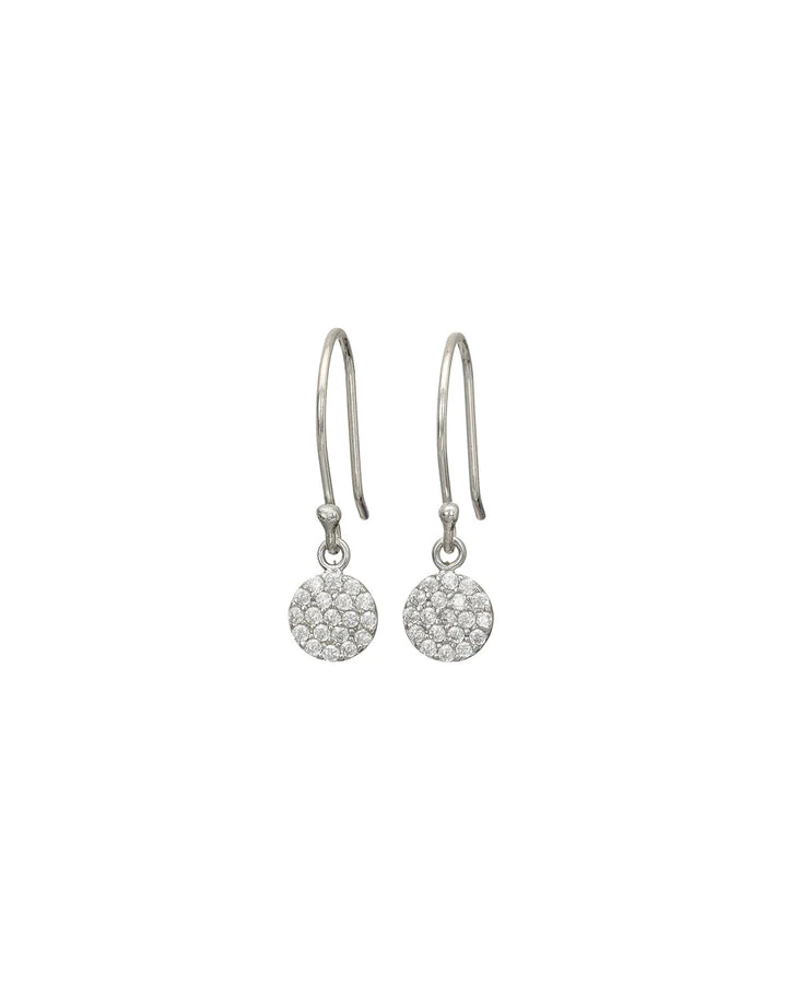 MARY K SILVER PAVE DISC DROP EARRINGS