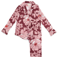 MOON + MELLOW FLORA BURGUNDY LONG SET