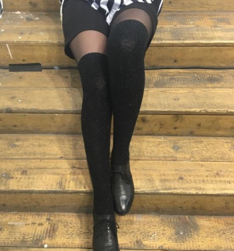Collegian Priscille Thigh-High Socks - black
