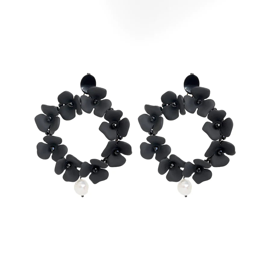 MELISSA CURRY FLEUR BLACK FLOWER HOOP